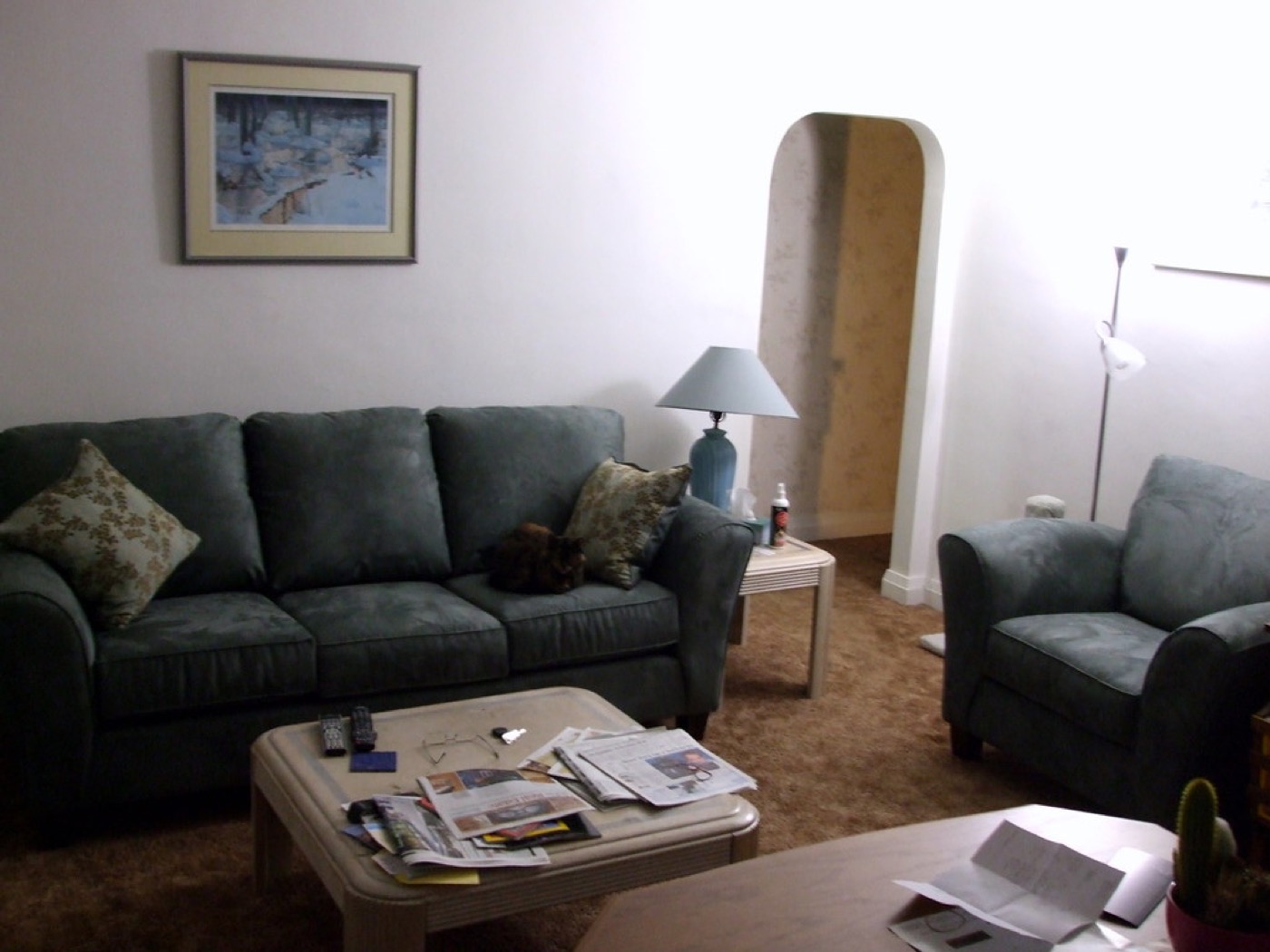 Sofá de tela en un salón